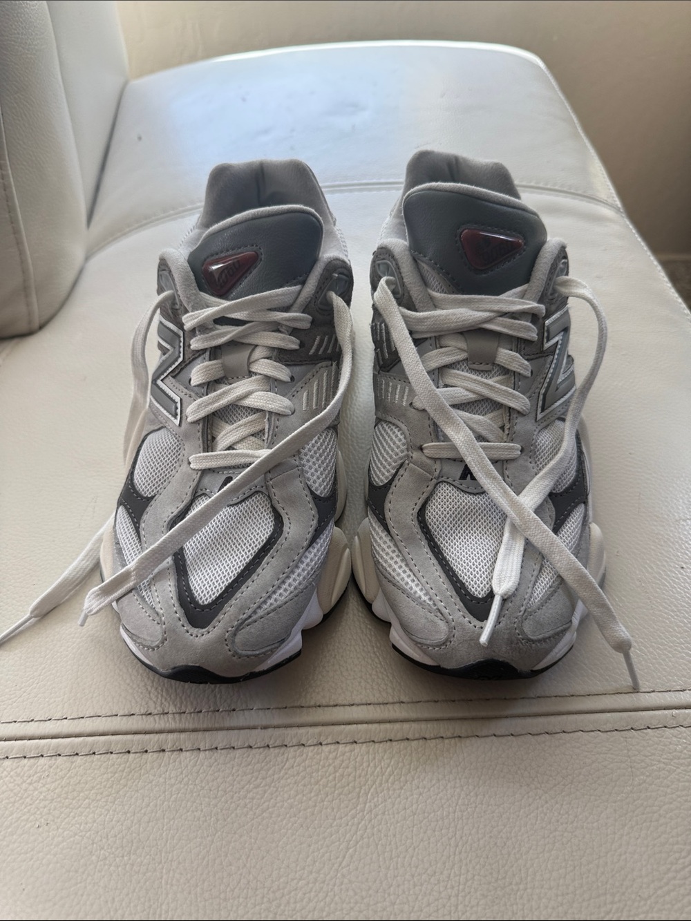 7 Men’s 8.5 Women’s New Balance Unisex 9060 White and Gray Mesh Running Sneakers